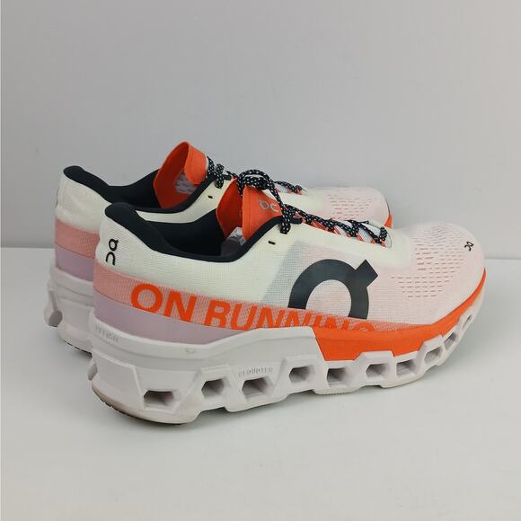 ON Men's SZ 11 Cloud monster 2 Road Running Shoe In White Flame EUC - Picture 2 of 9